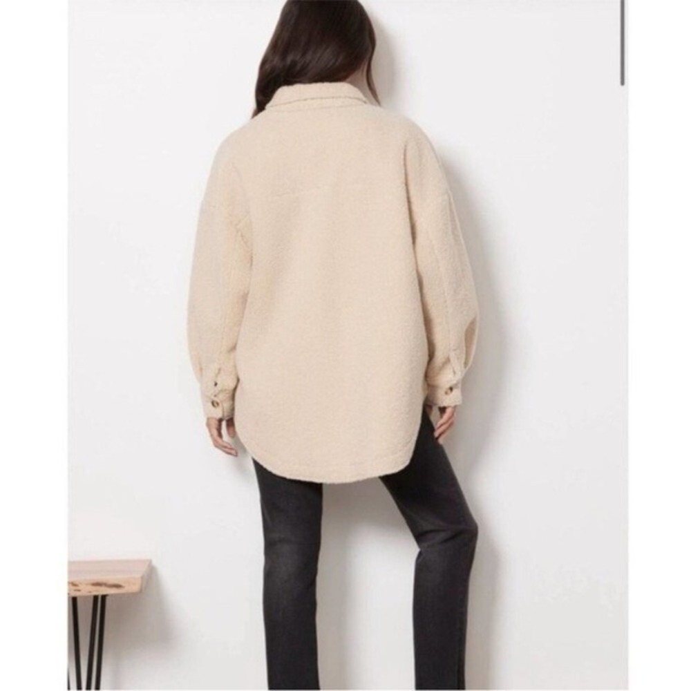 NWT! Good American Sherpa Shacket - Size 1/2 (Small/Medium) Cream Oversized • - Picture 10 of 13